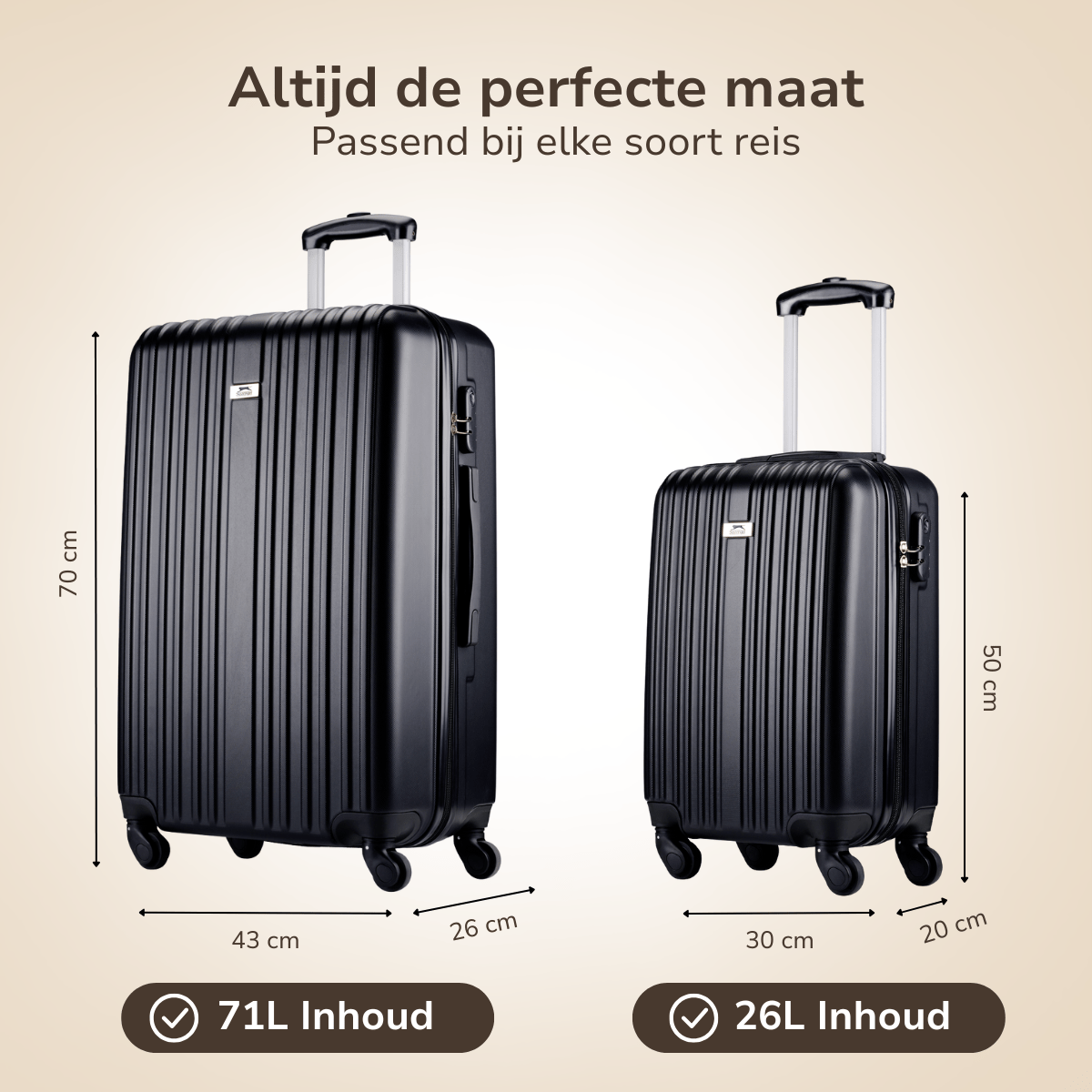 Trolley Set 2Pcs Black - Afanaya