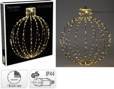 Verlichte Kerstbal - 57Cm - Zwart Frame - Afanaya