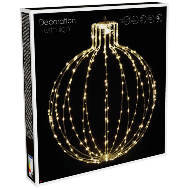 Verlichte Kerstbal - 57Cm - Zwart Frame - Afanaya