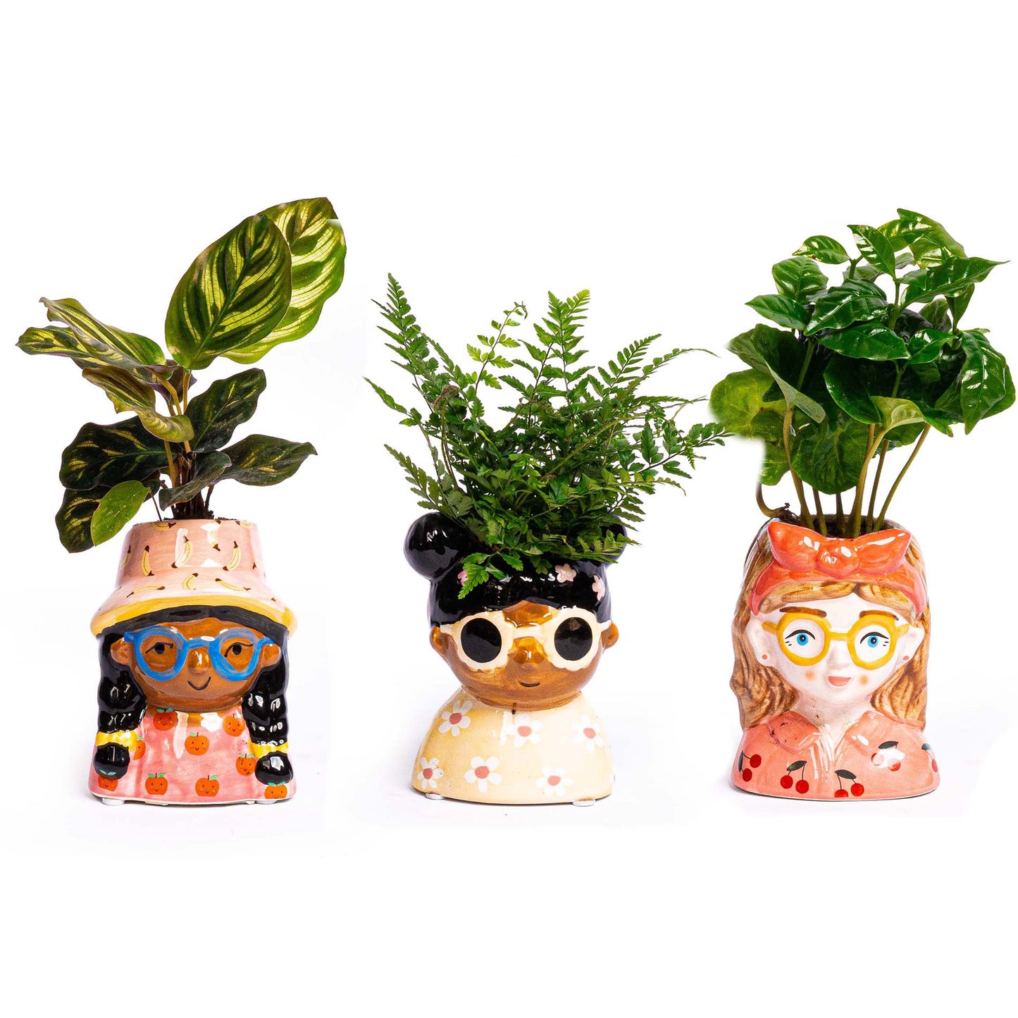 Mini Flower Pot Multi Color - Bobbi - Face Head - 10.5 Cm