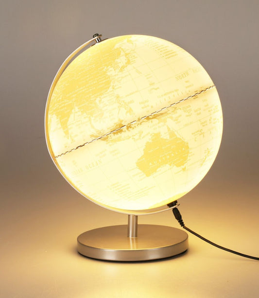 Wereldbol Met Licht - Usb - 31Cm - Wit