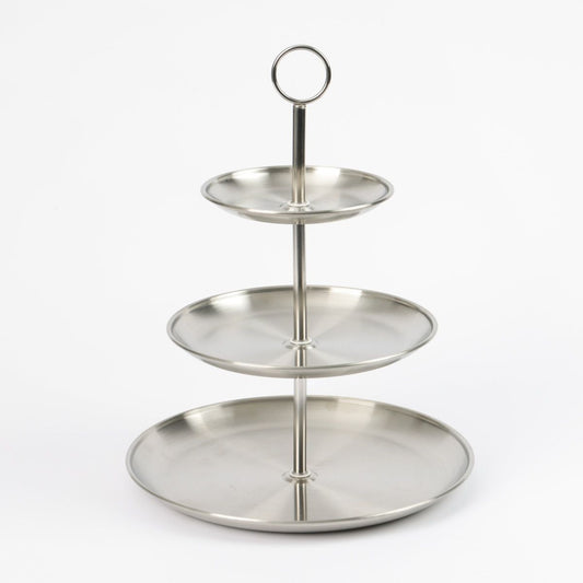 3 Level Shelf Stainless Steel Serving Dish Grand Standard Snacks and Pastries - Afanaya