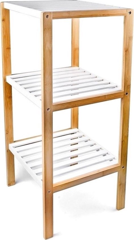 Bamboo and MDF Towel Rack Modern Bathroom Storage Stand