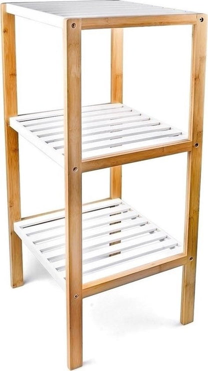 Bamboo and MDF Towel Rack Modern Bathroom Storage Stand