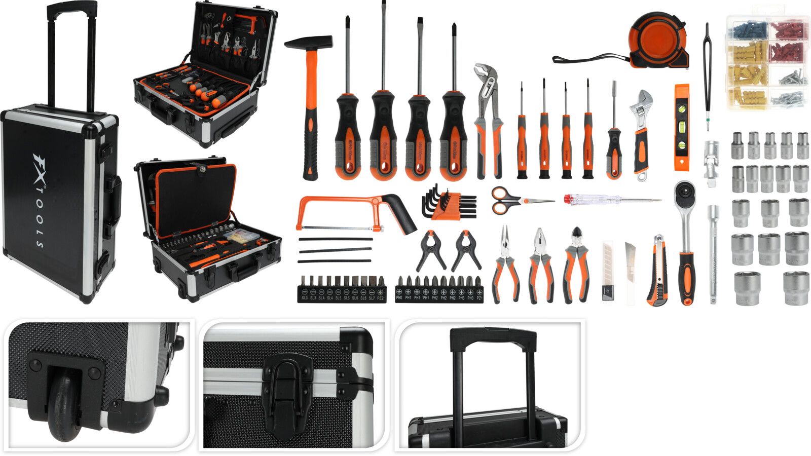 Fx Tools  88-Delige Gereedschapskoffer - Trolley - De Meeste Gebruikte Handgereedschappen In 1 Set