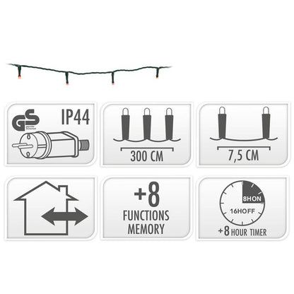 Kerstverlichting 40 Led- 3M - Three Tone Traditional - Timer - Lichtfuncties - Geheugen - Buiten