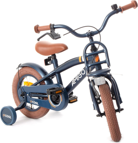 AMIGO 2Cool Boys Kids Bike 12" with Coaster Brake and V-Brake From 3 to 5 Years - Blue