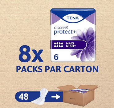 TENA Lady Discreet Maxi Night – Incontinence Pads for Women – Pack of 48