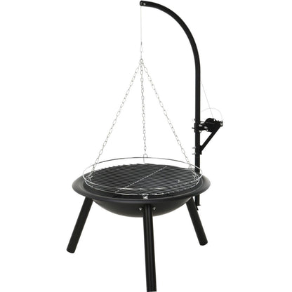 Barbecue Fire Dish with Grill Grate Outdoor Fire Pit BBQ 55 cm – Height 100 cm - Afanaya