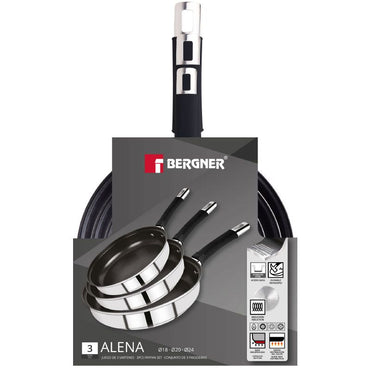 Bergner Koekenpannenset Alena - 3 - Delig - Rvs - Inductie - Afanaya