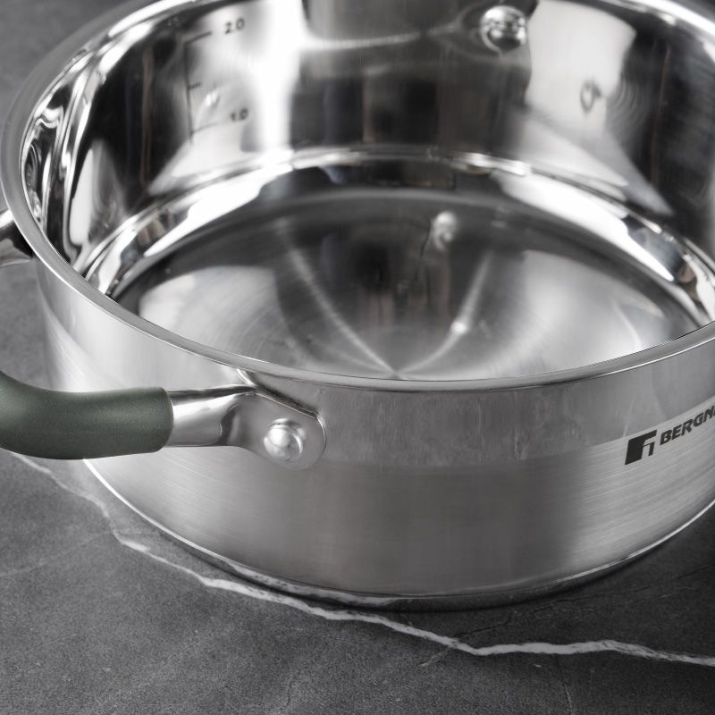 Bergner Midnight Rvs Kookpan Met Deksel - Inductie - 20Cm - 2.3L - Afanaya