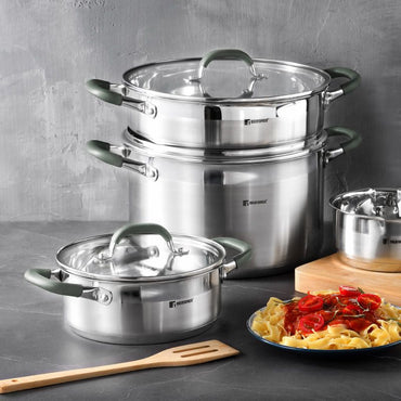 Bergner Midnight Rvs Kookpan Met Deksel - Inductie - 20Cm - 2.3L - Afanaya