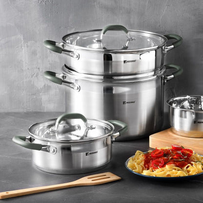 Bergner Midnight Rvs Kookpan Met Deksel - Inductie - 20Cm - 2.3L - Afanaya