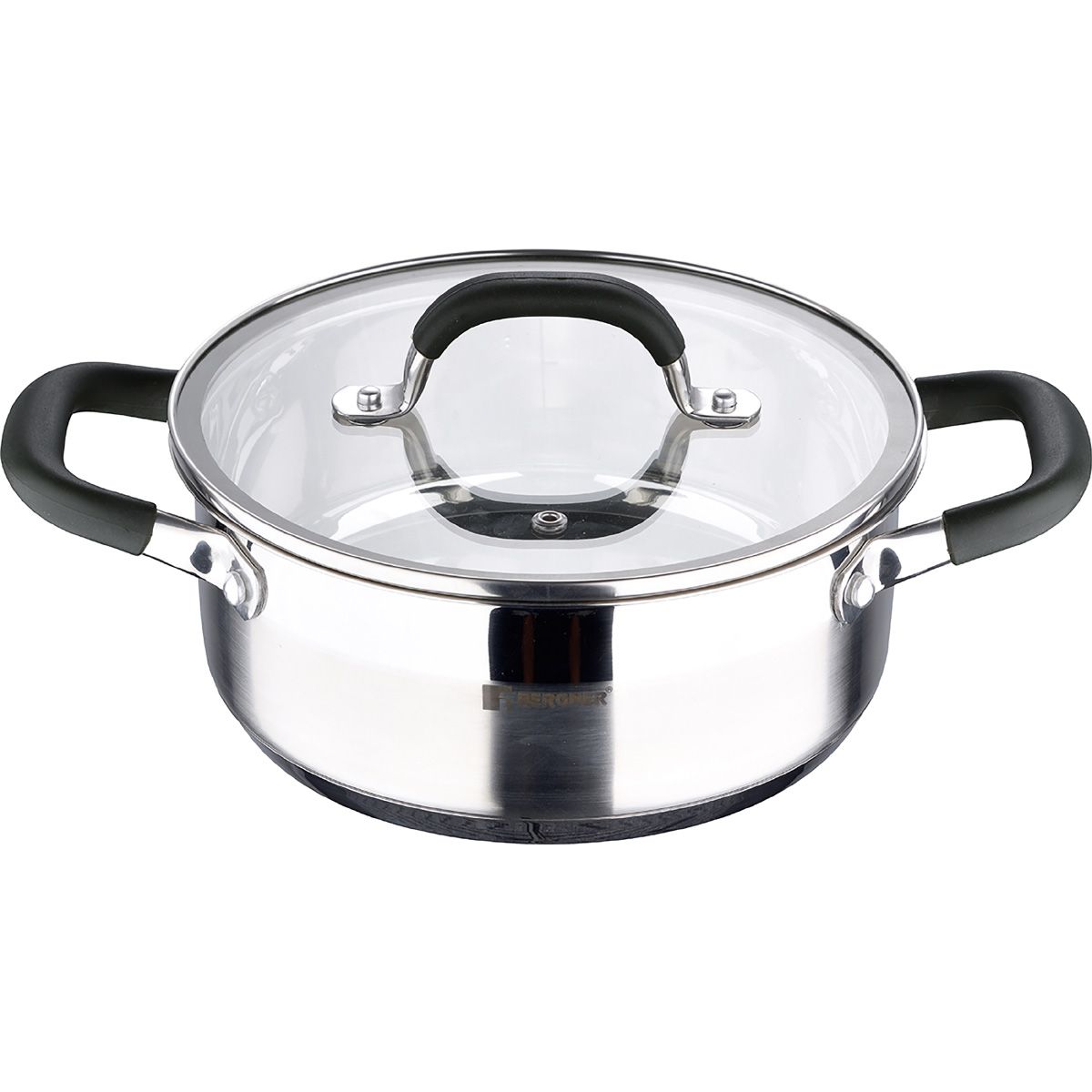 Bergner Midnight Rvs Kookpan Met Deksel - Inductie - 20Cm - 2.3L - Afanaya