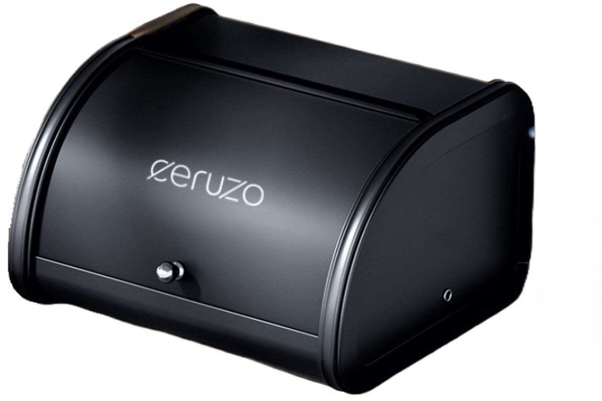 Matte Black Bread Bin With Sliding Lid Modern Kitchen Storage - 25 cm