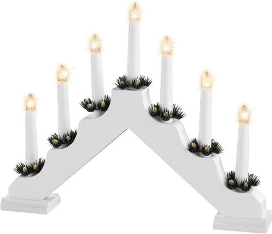 Wooden Candle Bridge 7 LED Lights Built-in Timer Christmas Window Decoration