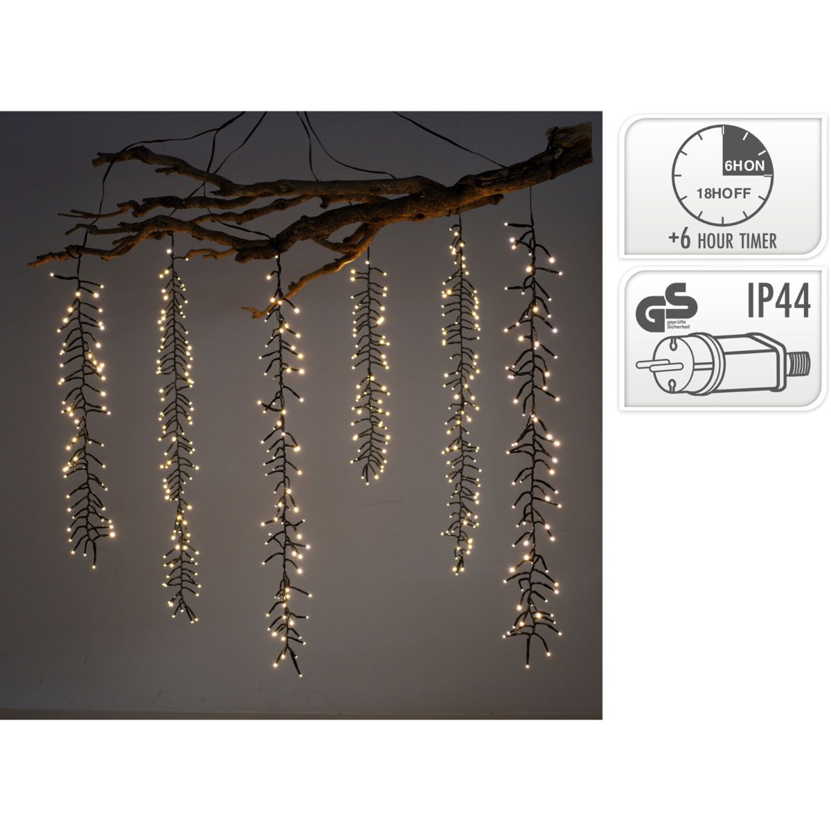 Cascadecluster - 6 Strengen - 480Led - Timer - Afanaya