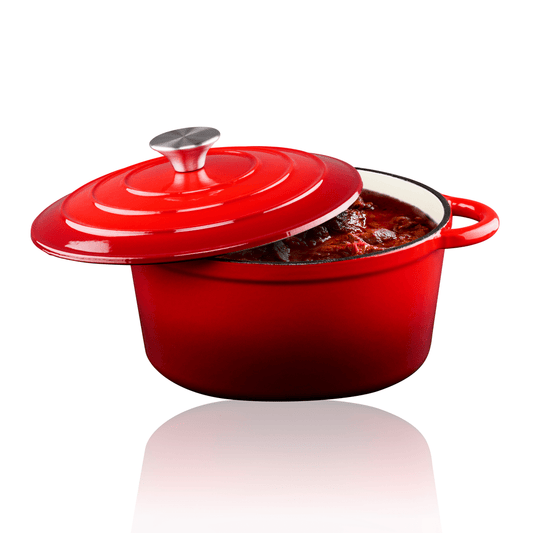 Casserole Enamel Cast Iron Red - Afanaya