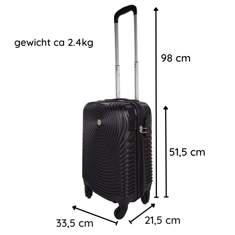 Ceruzo Handbagage Koffer - 51.5 Cm - Zwart - Afanaya