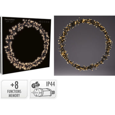 Ceruzo Kerstring Met Verlichting - 500 Led - Ø58 Cm - Warm Wit - 8 Lichtfuncties - Voor Binnen En Buiten - Afanaya