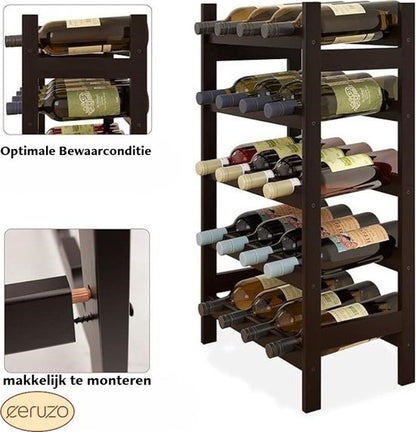 Ceruzo Wine Rack Holds 20 Wine Bottles Wooden Freestanding Wine Storage Organizer for Home & Kitchen - Afanaya