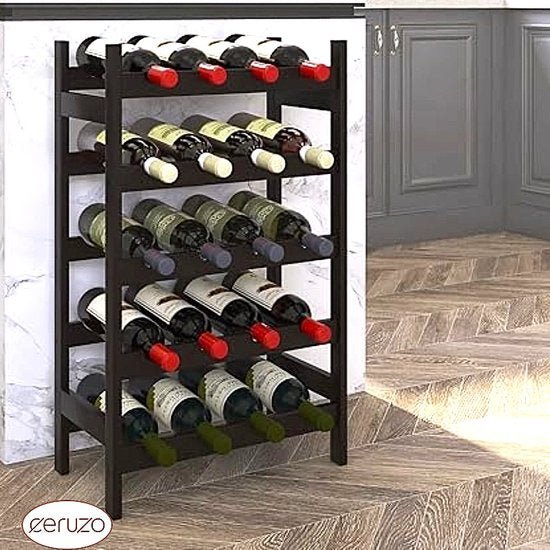 Ceruzo Wine Rack Holds 20 Wine Bottles Wooden Freestanding Wine Storage Organizer for Home & Kitchen - Afanaya