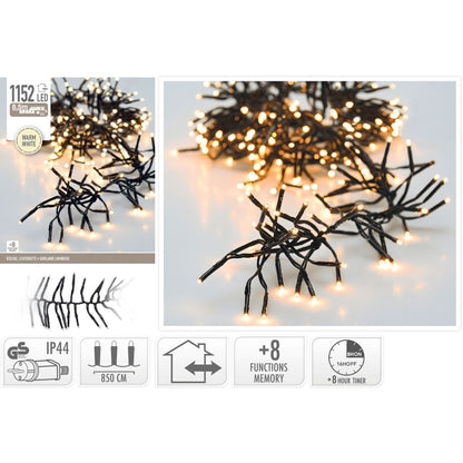 Clusterverlichting - 1152 Led - 8.5M - Timer - Lichtfuncties - Warm Wit - Afanaya