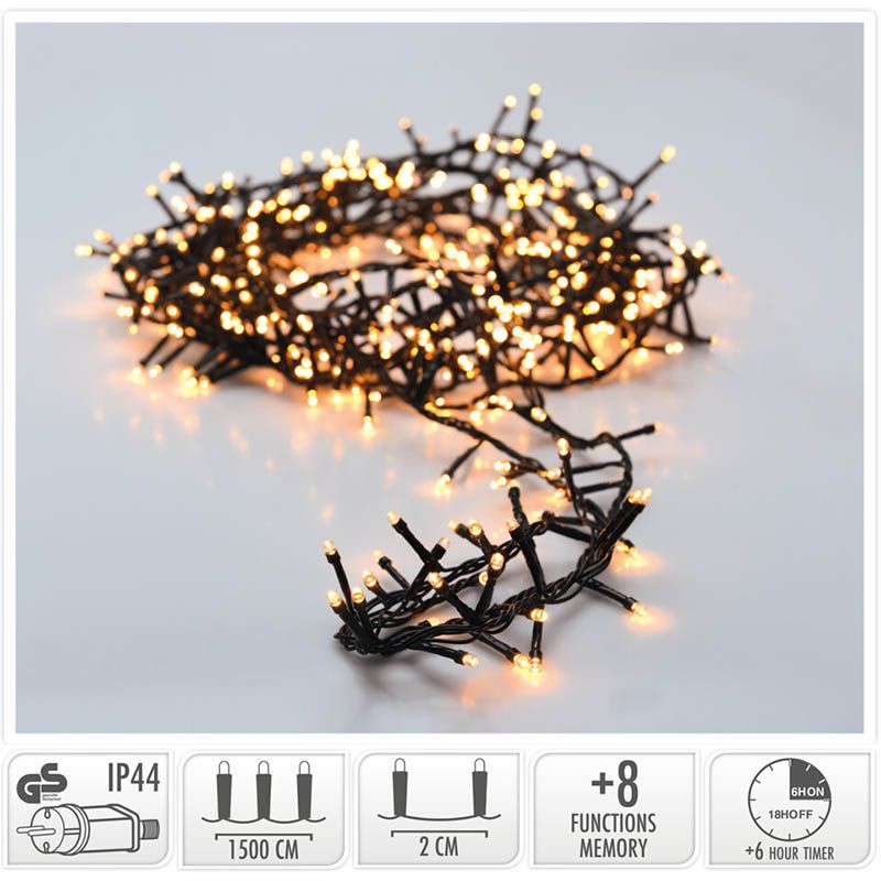 Decorativelighting Micro Cluster Met Haspel - 750 Led - 15 Meter - Met Timer - Extra Warm Wit - Afanaya