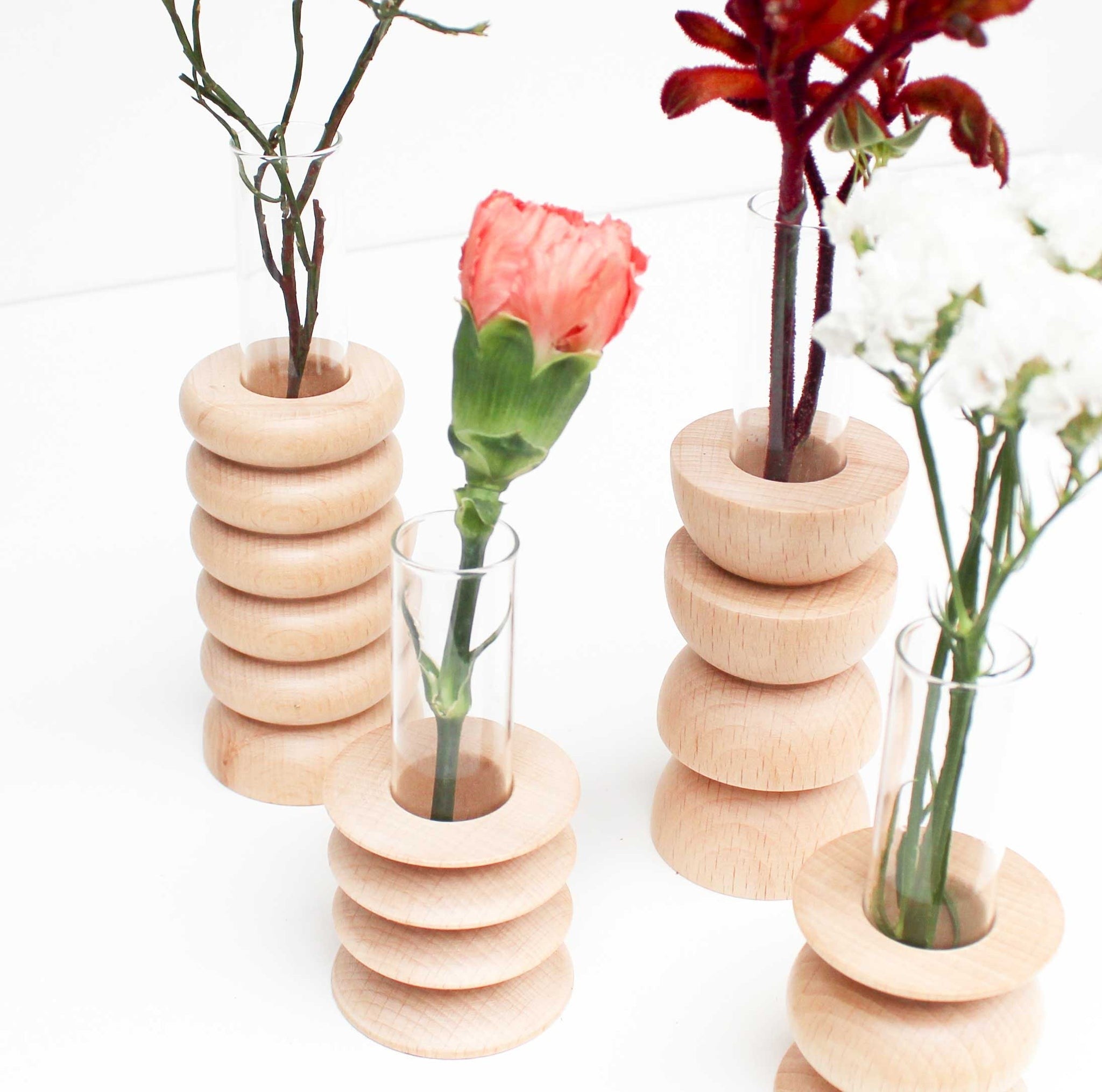 Elegant Medium Totem Wooden Vase - Afanaya