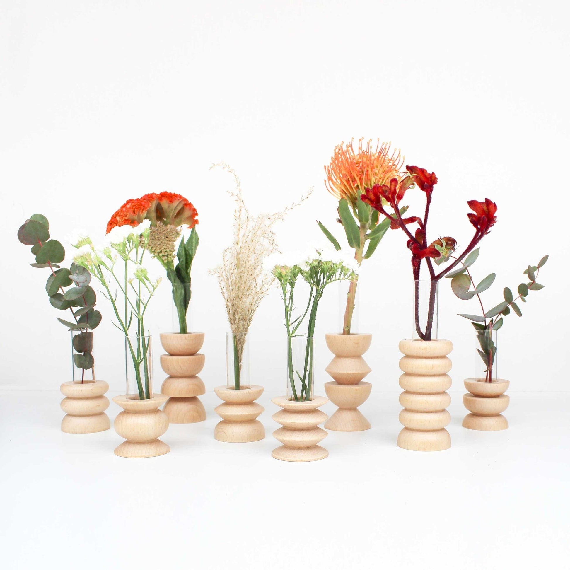 Elegant Medium Totem Wooden Vase - Afanaya