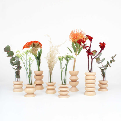 Elegant Medium Totem Wooden Vase - Afanaya