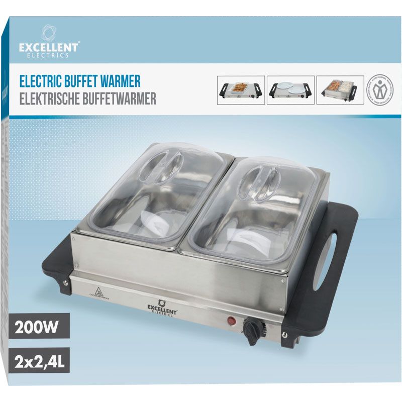 Excellent Electrics Buffetwarmer Met Warmhoudplaat - 2X2.4 Liter - Afanaya