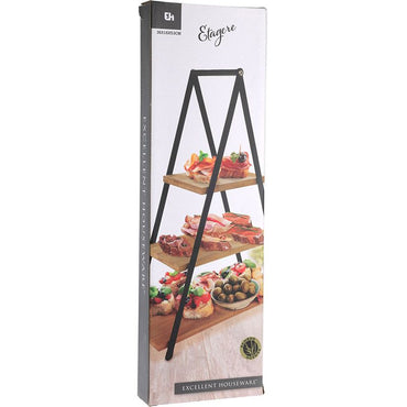 Excellent Houseware Etagere 3 Lagen - Bamboe - Hoogte 53 Cm - Afanaya