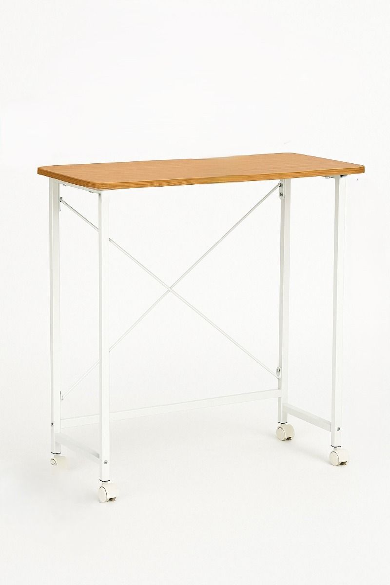 Folding Desk on Wheels Folding Desk Laptop Table for Home Office and Small Spaces - White - Afanaya