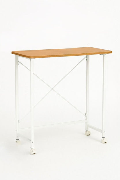 Folding Desk on Wheels Folding Desk Laptop Table for Home Office and Small Spaces - White - Afanaya