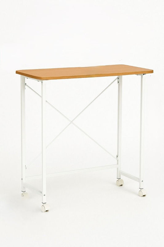 Folding Desk on Wheels Folding Desk Laptop Table for Home Office and Small Spaces - White - Afanaya