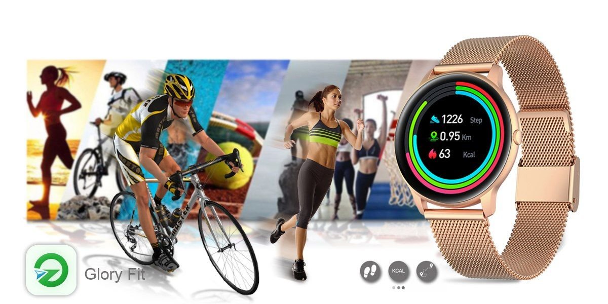 G. Rossi Women’s Smartwatch SW015 - 4 Rose Gold Fitness Tracker Heart Rate & Notifications - Afanaya
