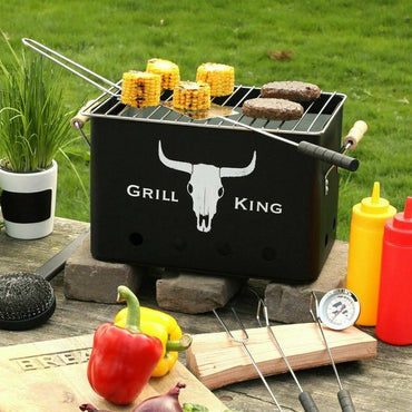Grill King Black Non-Stick BBQ Grill Pan Indoor & Outdoor Cooking
