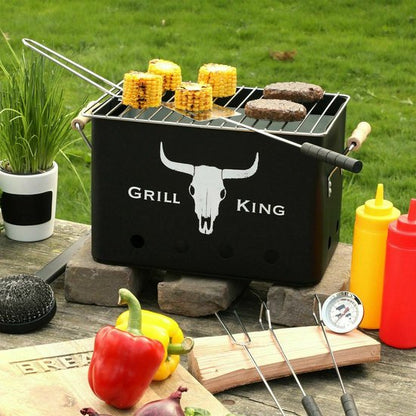 Poêle à griller antiadhésive noire Grill King pour barbecue, cuisine intérieure et extérieure
