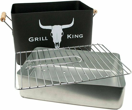 Poêle à griller antiadhésive noire Grill King pour barbecue, cuisine intérieure et extérieure