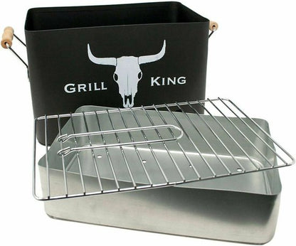 Poêle à griller antiadhésive noire Grill King pour barbecue, cuisine intérieure et extérieure