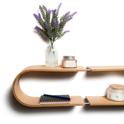 handmade wooden floating Wall Shelf Oval - Afanaya