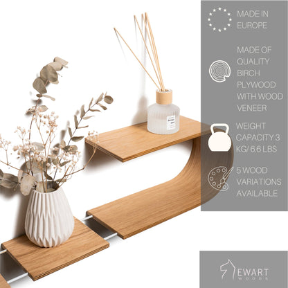 handmade wooden floating Wall Shelf Oval - Afanaya