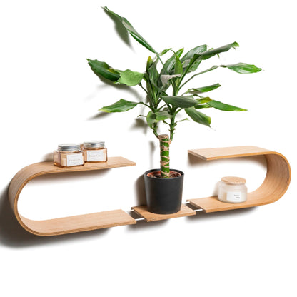 handmade wooden floating Wall Shelf Oval - Afanaya