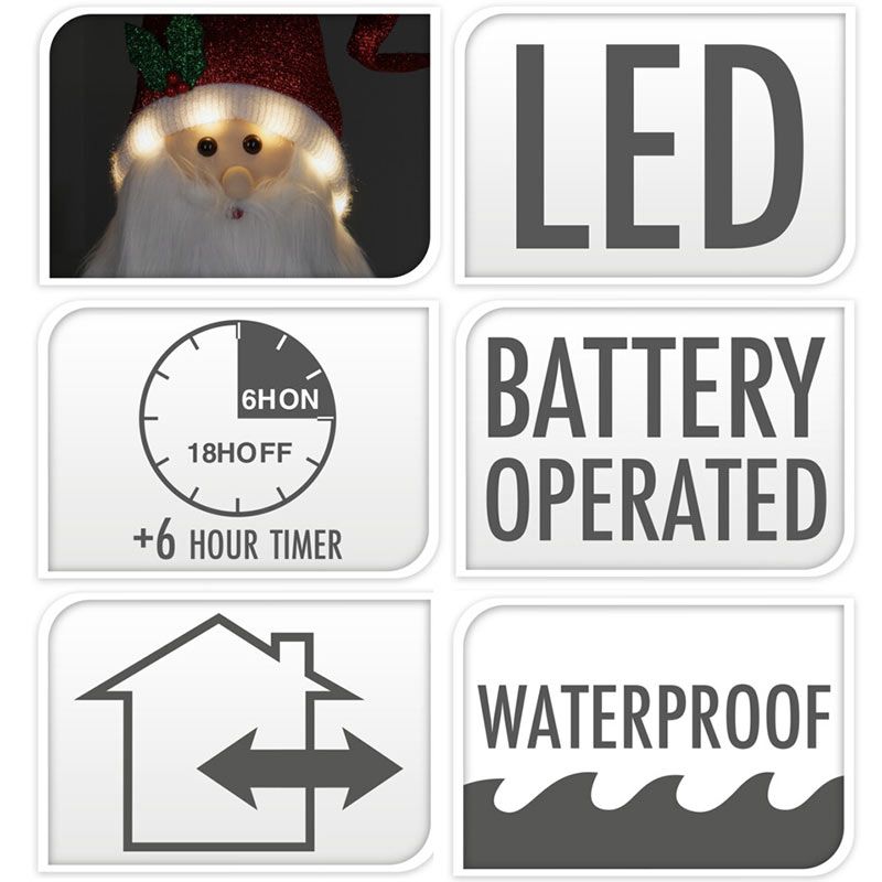 Happy Santa Xxl - 120Cm - Met Led Lampjes - Met Timer - Geschikt Voor Buiten - Afanaya