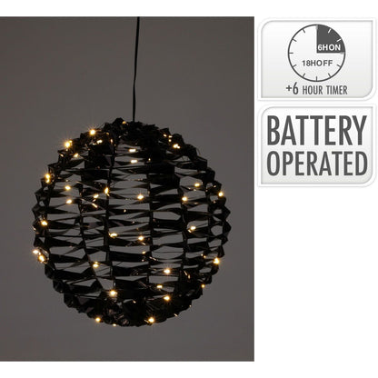 Illuminated Ball - Black 25 cm 60 Led - Afanaya