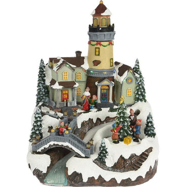 Kerstdorp - Met Toren En Draaiende Kerstboom - Afanaya