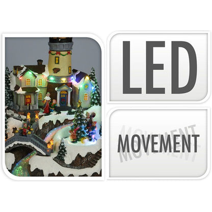 Kerstdorp - Met Toren En Draaiende Kerstboom - Afanaya