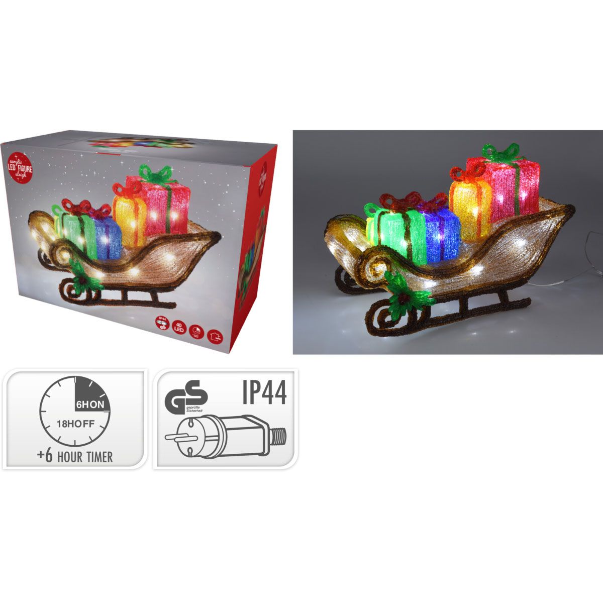 Kerstfiguur Acryl - Arreslee Met Led - 40 Cm - Afanaya