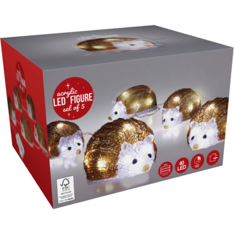 Kerstfiguur Acryl - Egels - Led - Set Van 5 - Afanaya